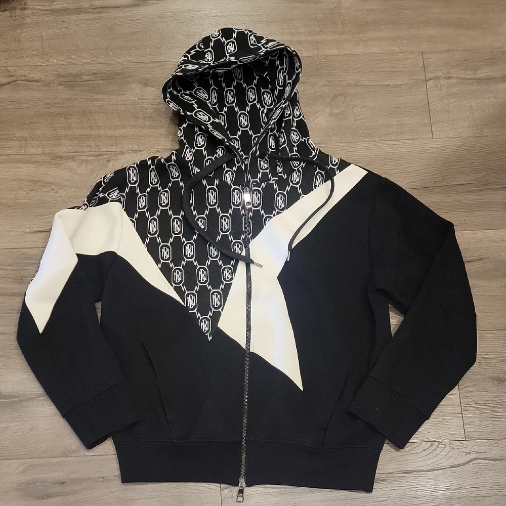 Neil Barrett Black and White Geometric Hoodie